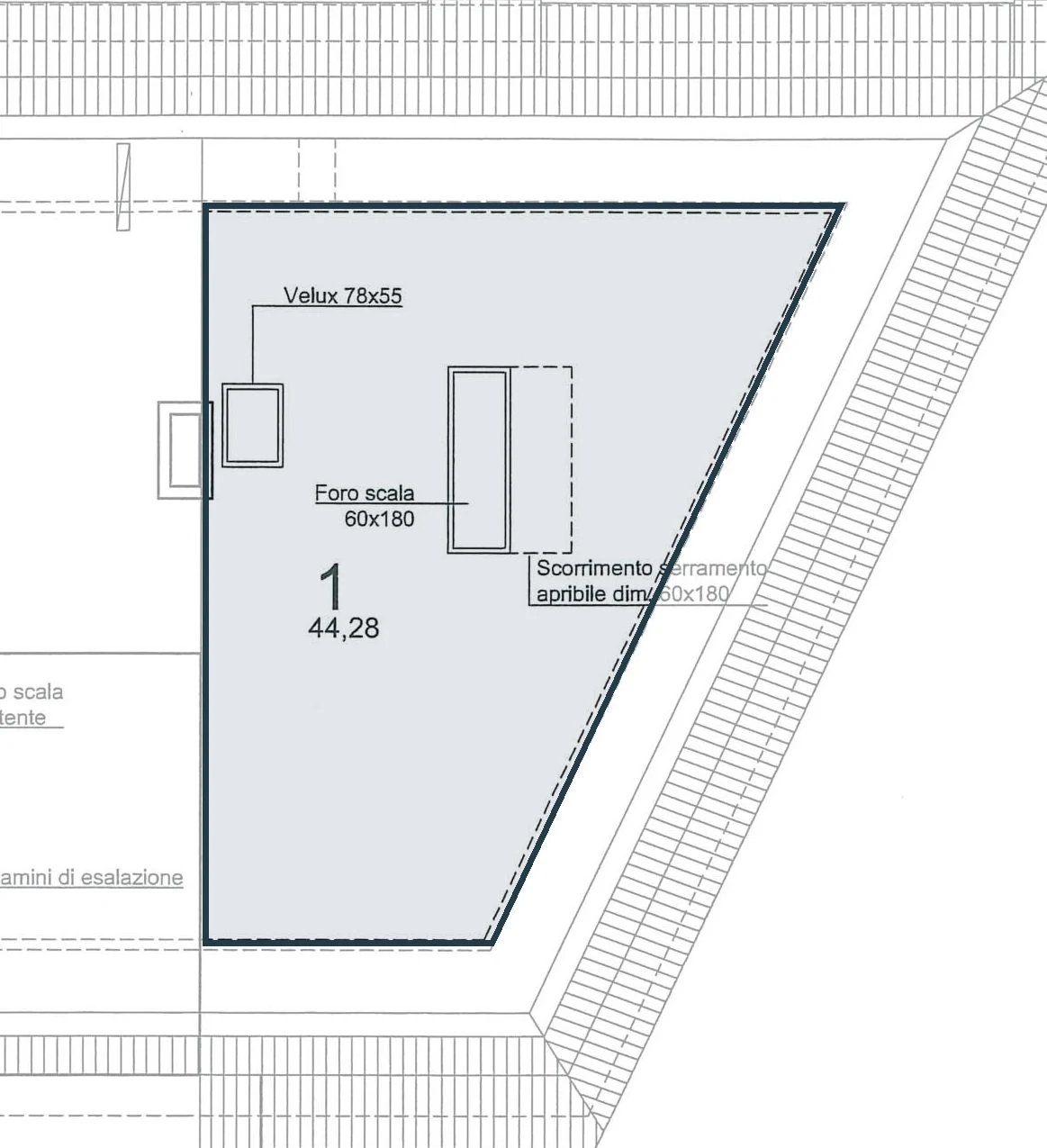 Attico 1 – Pianta terrazzo in copertura
